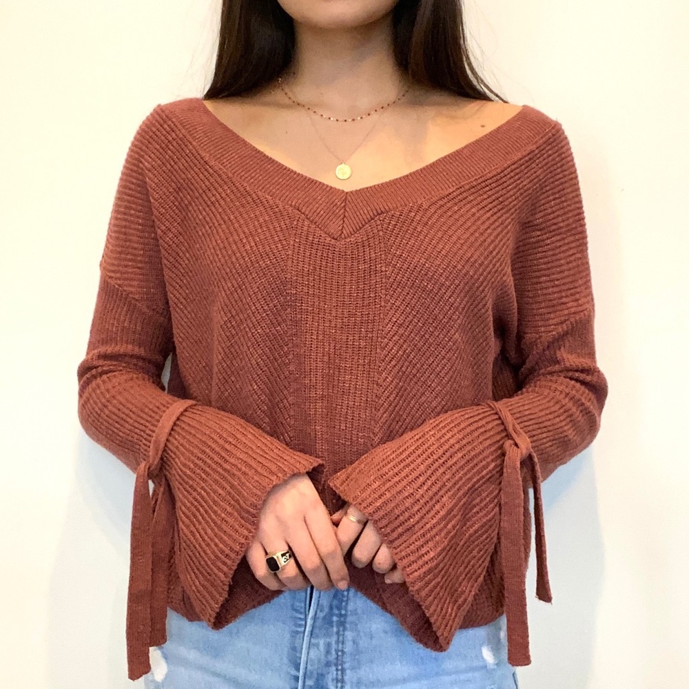 Bell Sleeve V-Neck Sweater